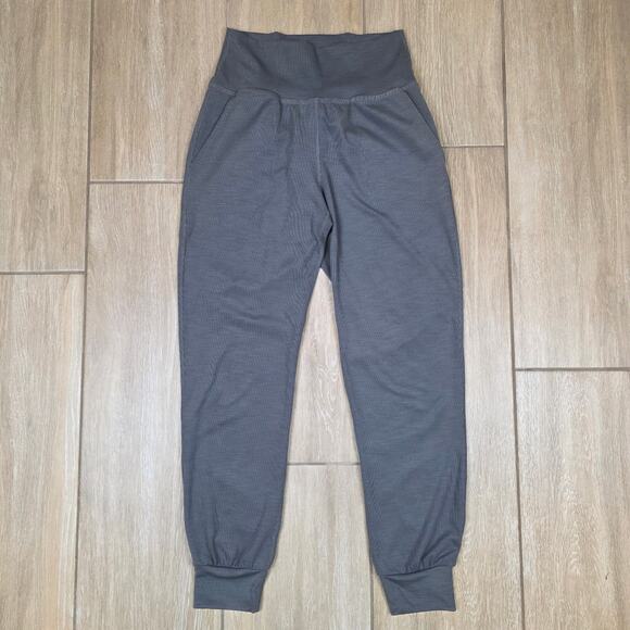 Beyond Yoga Pants - Beyond Yoga Ribbed Jogger Pants Womens S Gray High Rise Lounge Pocket